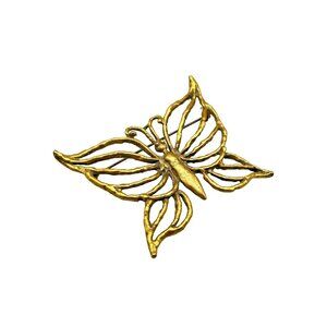 Vintage Brutalist Brass Butterfly Pin Brooch Big Oversized Statement Handmade